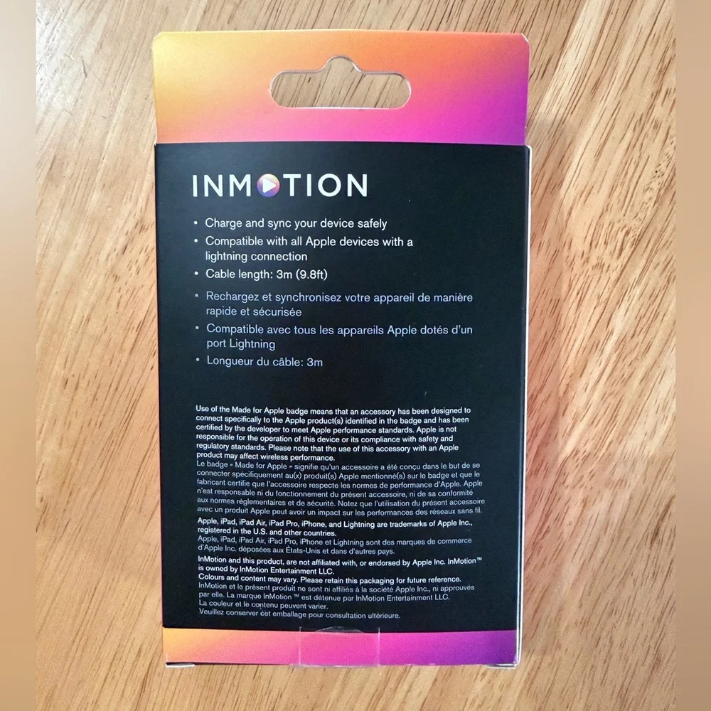 Inmotion Lightning to USB A Cable 3m Sync & Charge MFi-Certified for Apple